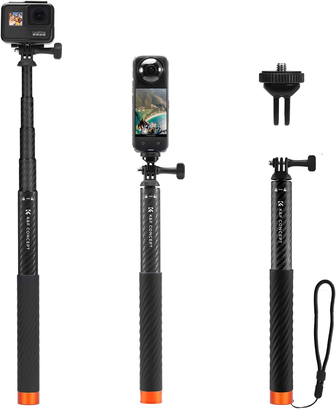K&F Concept Invisible Selfie Stick, Extension Carbon Long Pole(127cm/50in) KF09.140