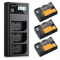 LP-E6/LP-E6NH Battery and 3-Slot Charger, 3-Pack Replacement Battery for Canon