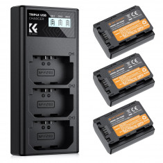 NP-FZ100 Battery and Three Slot Charger, 3-Pack Replacement Battery for Sony