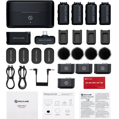 Hollyland LARK MAX 2 Combo 4-Person Wireless Microphone System for Cameras and Mobile Devices (Space Gray, 2.4 GHz)
