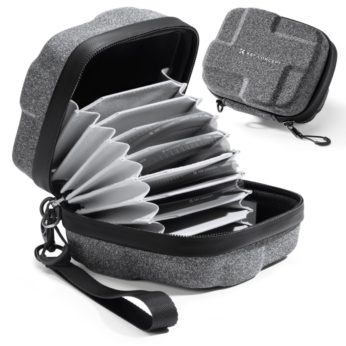 10 Pockets Hard Shell Lens Filter Bag Up to 95mm, Waterproof, Durable, Portable, Camera Filter Pouch L