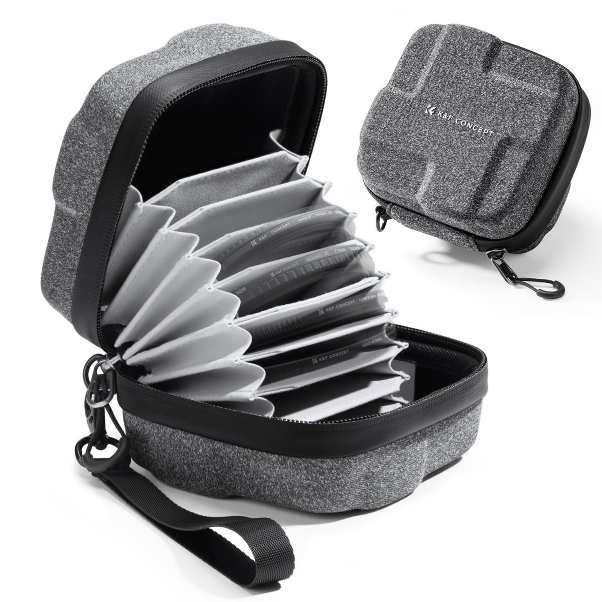 10 Pockets Hard Shell Lens Filter Bag Up to 82mm, Waterproof, Durable, Portable, Camera Filter Pouch