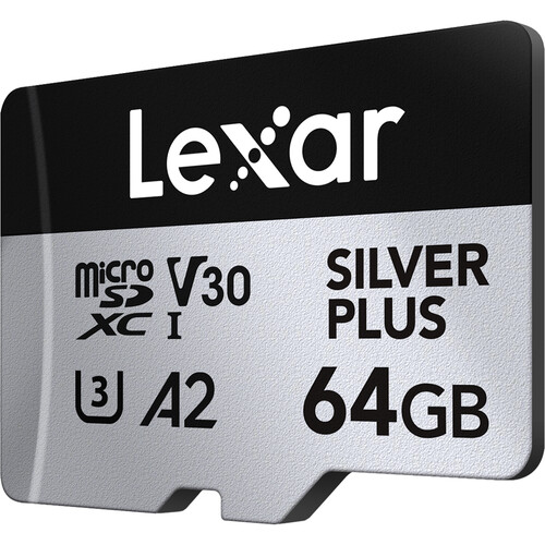 Lexar 64GB Professional SILVER PLUS UHS-I microSDXC Memory Card with SD Adapter