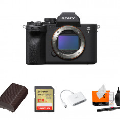 Sony Alpha a7 IV Mirrorless Digital Camera with FZ100 Battery, 128GB Extreme Memory Card, Card Reader & Cleaning Kit