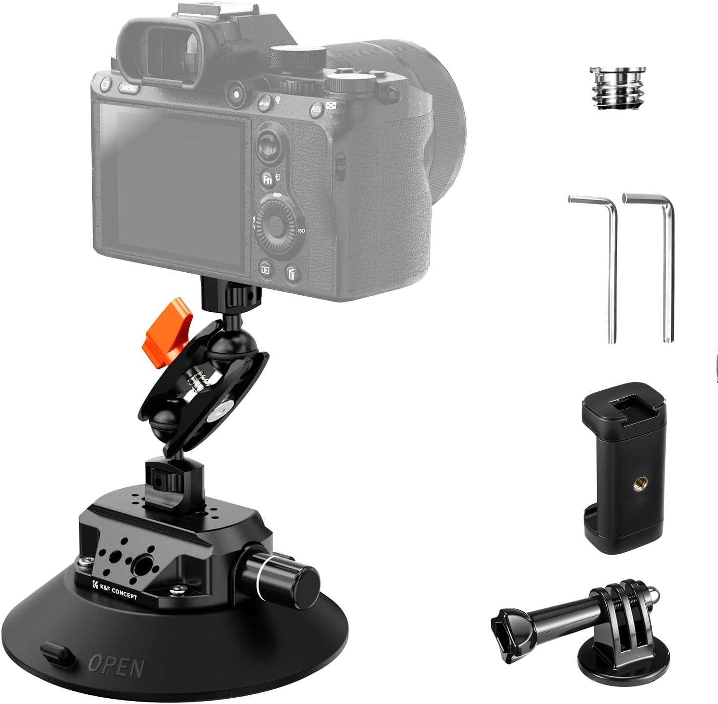 K&F Concept MS46 6" Magic Arm suction cup for Action Cameras, DSLR & Mirrorless