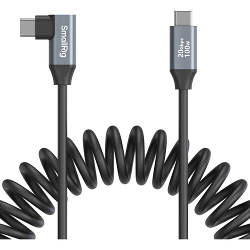 SmallRig USB-C Straight-to-Right Angled Coiled Data Cable (13.8")