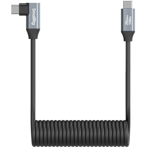 SmallRig USB-C Straight-to-Right Angled Coiled Data Cable (13.8")