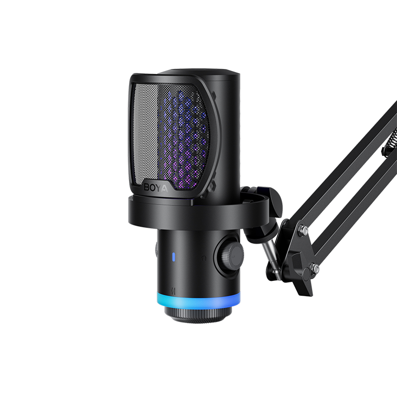 BOYA CastMic G40 Vibrant RGB Noise-Cancelling USB Microphone with Boom Arm