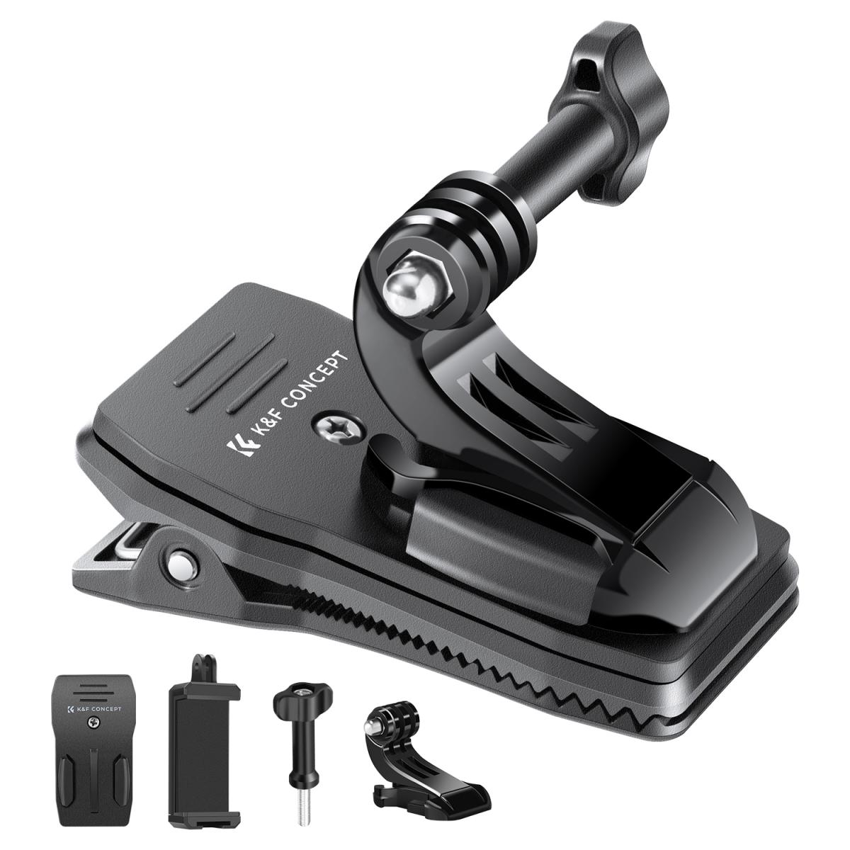 K&F Concept 360° Rotation Backpack Strap Quick Clip Mount for Gopro Hero, DJI Osmo Action 5 Pro/4/3 and Other Action Camera