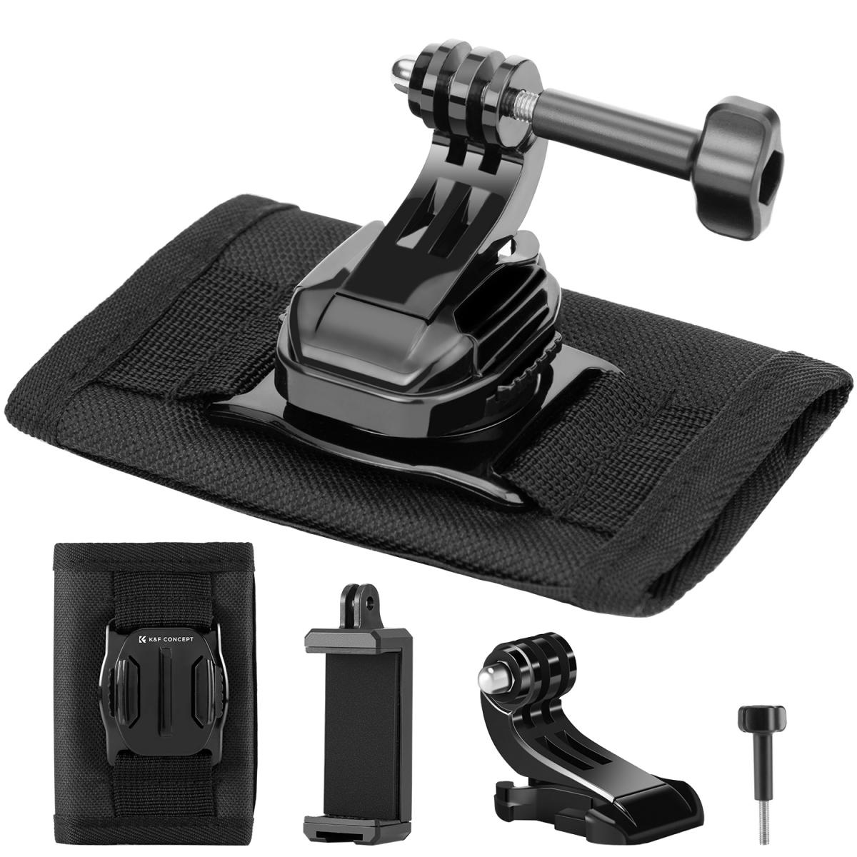 K&F Concept Backpack Belt Shoulder Strap Mount for GoPro Hero,DJI Osmo Action and More Action Camera, 360° Rotation