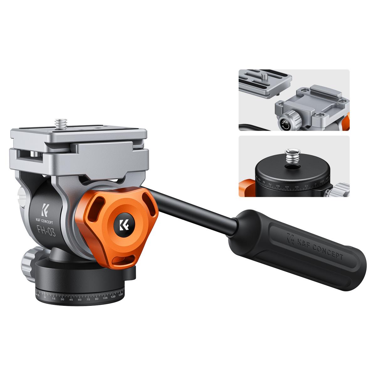 K&F Video K&F Fluid Head Tripod Head Arca Swiss-Compatible Fluid Head Mount, FH-03 - KF31.087