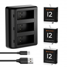 K&F Concept Hero 12 Battery 3-Pack 1730mAh Enduro Batteries with 3-Slot Charger