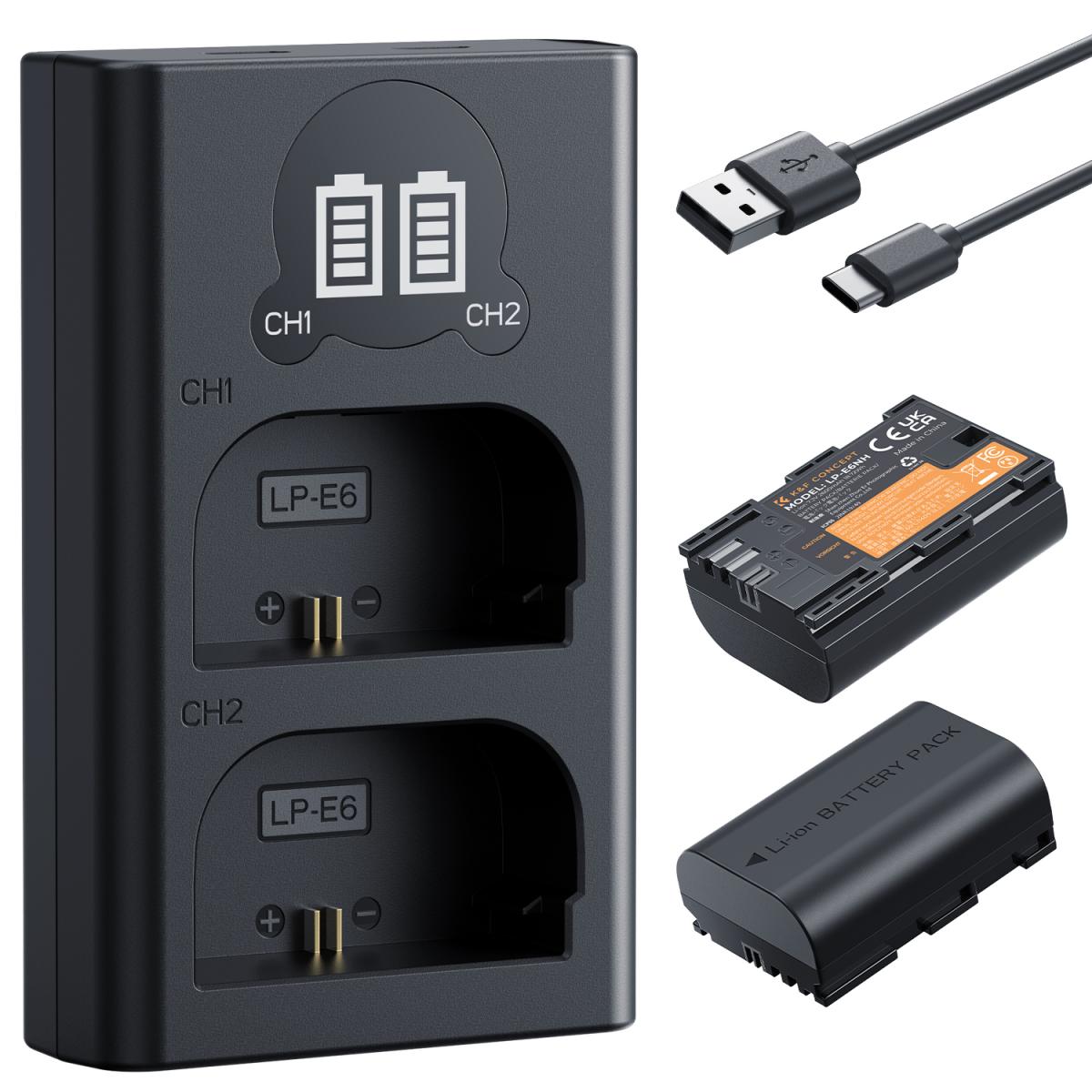 K&F Concept LP-E6NH Replacement Battery and Charger Set
