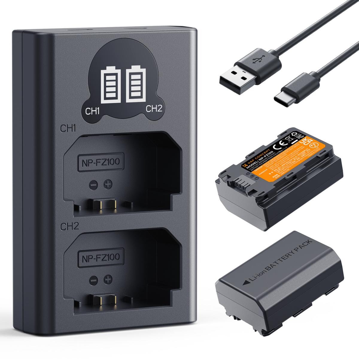 K&F Concept 2600mAh NP-FZ100 Battery and Charger Set KF28.0097