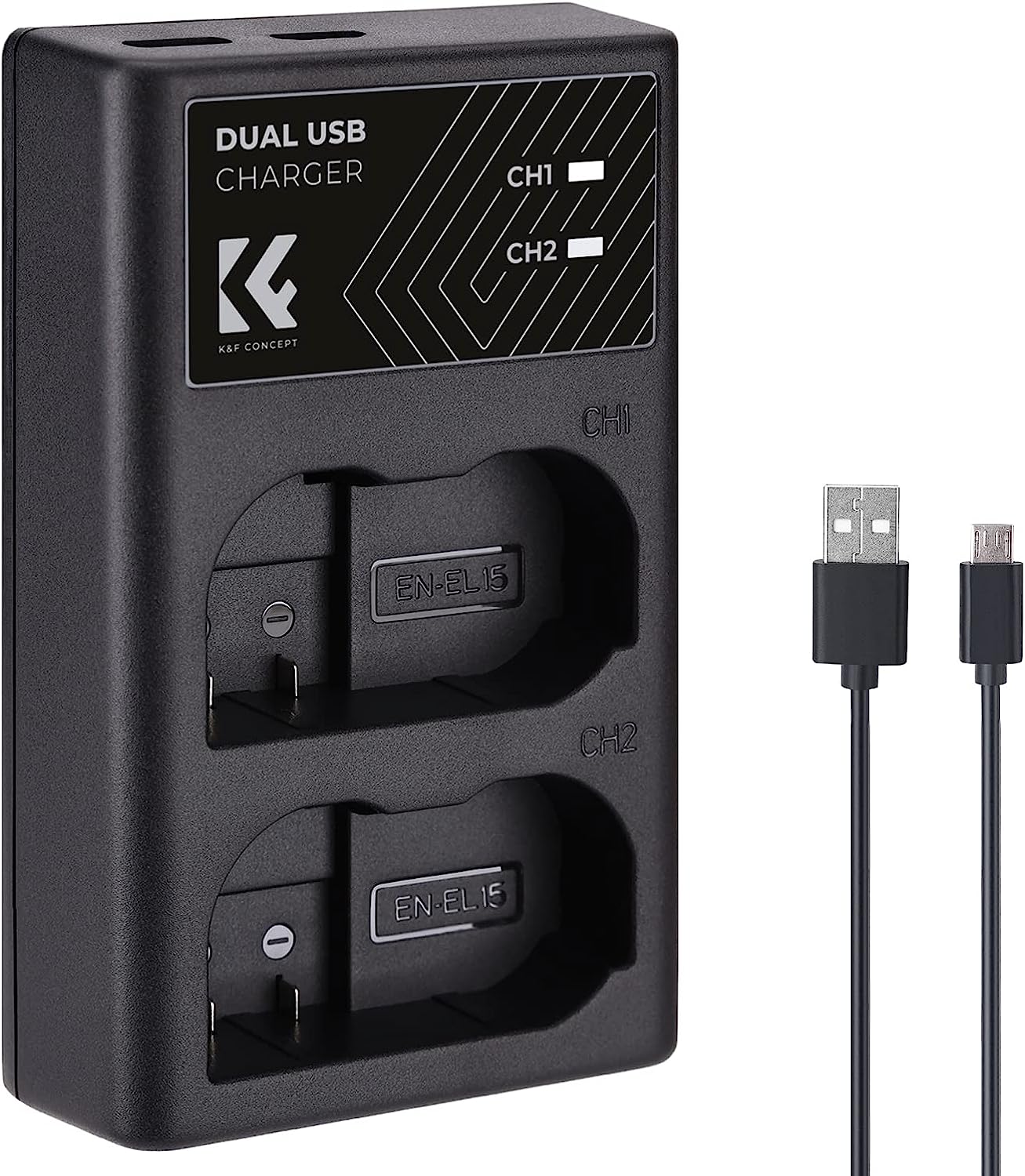 K&F Nikon EN-EL15/EN-EL15a/EN-EL15b Dual Slot Quick Charger - KF28.0006