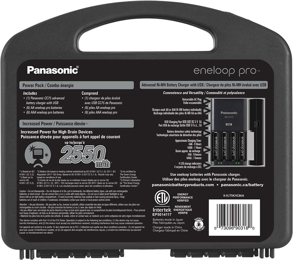 Panasonic K-KJ75KHC66A eneloop pro High Capacity Rechargeable Batteries Power Pack