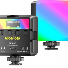 NiceFoto RGB Video Lights, Portable LED Camera Light with 3 Cold Shoe