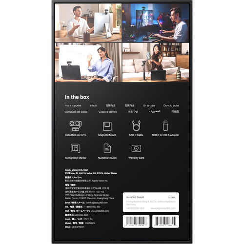 Insta360 Link 2 Pro 4k AI Webcam (Black)