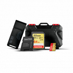 SanDisk 64GB Extreme SDXC & 32GB Extreme  microSDHC Memory Cards with Card holder & Usb Card Reader