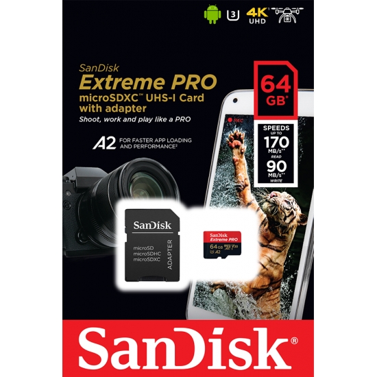 SanDisk 64GB Extreme PRO UHS-I microSDXC Memory Card