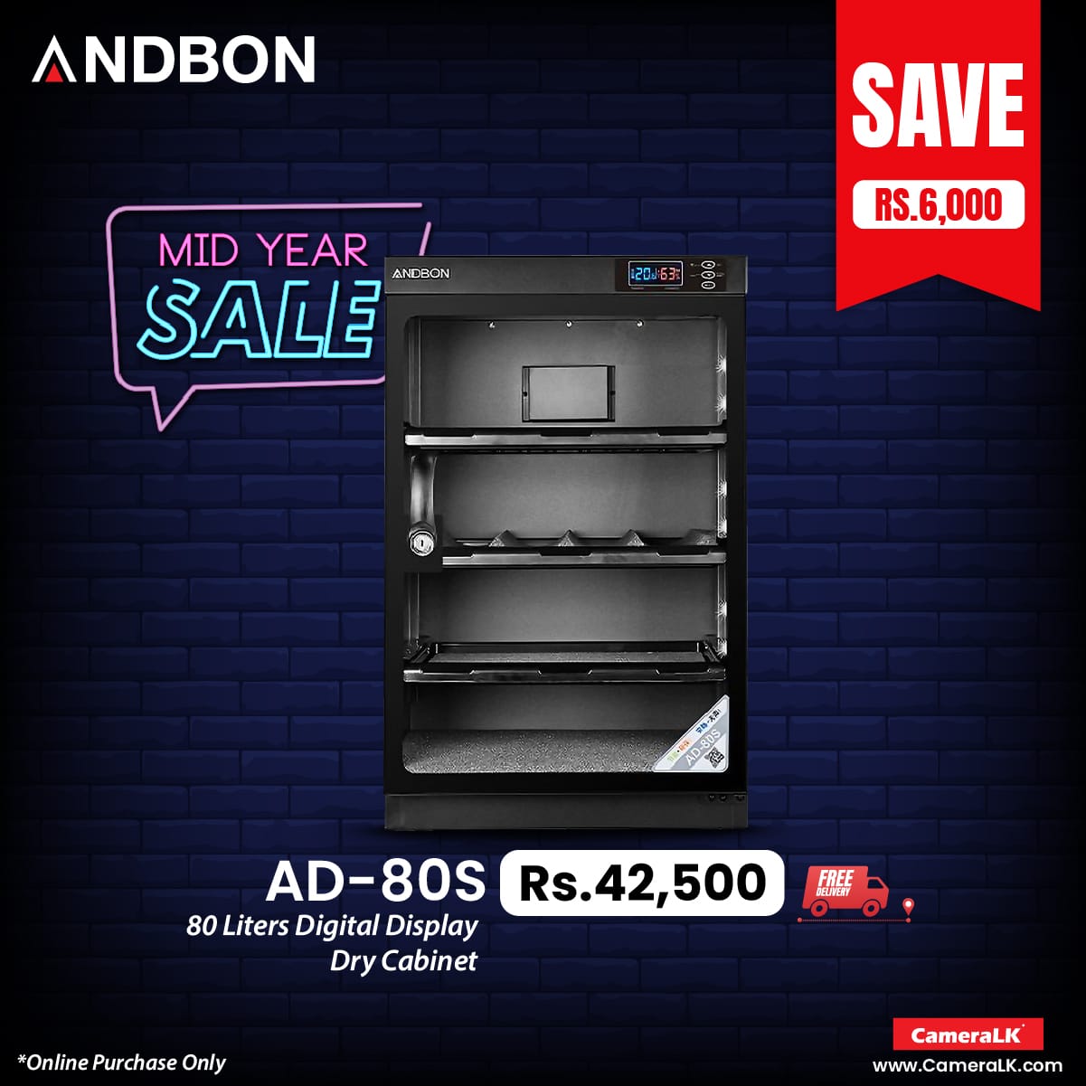 Andbon AD80S 80 Liters Capacity Digital Display Dry CameraLK