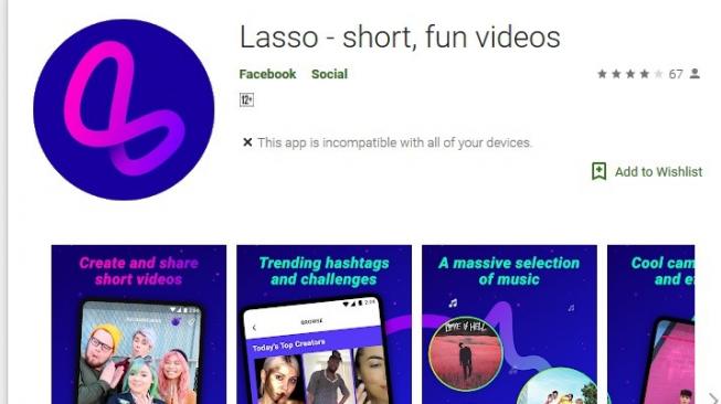 Lasso, aplikasi pesaing Tik Tok dari Facebook. [Google Play]