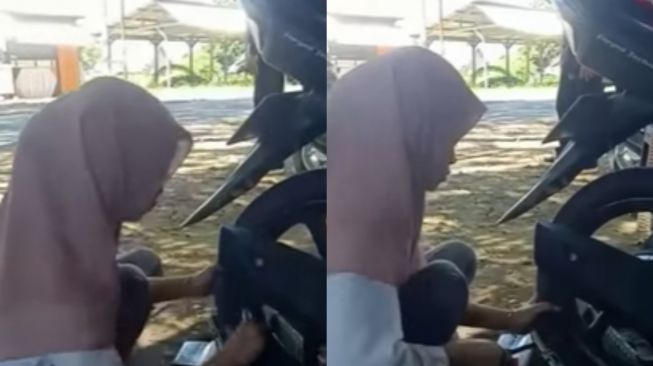 Viral kisah gadis jadi tukang tambal ban. (Youtube)