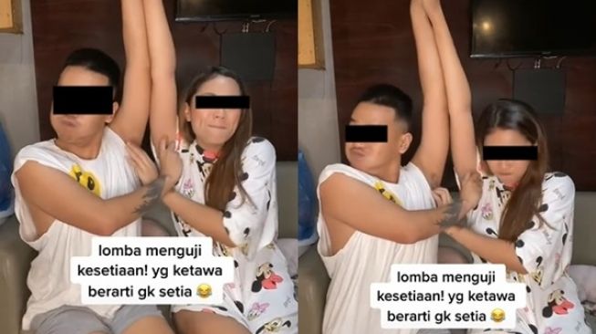 Viral Pasangan Gelitik Ketiak Satu Sama Lain Bikin Bengek. (TikTok/@vitosinaga)