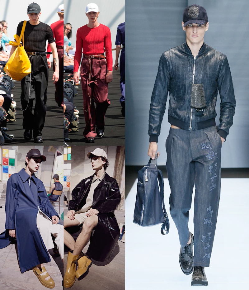 Clockwise from left: Balenciaga, Emporio Armani, Acne Studios
