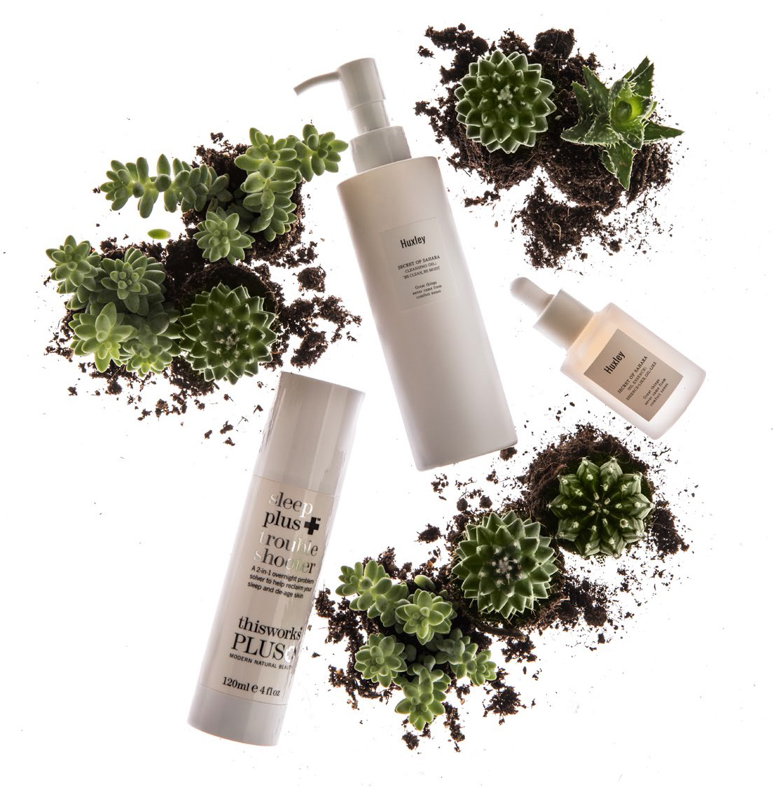 This Works Sleep Plus Trouble Shooter; Huxley Secret of Sahara Cleansing Gel and Oil Essence