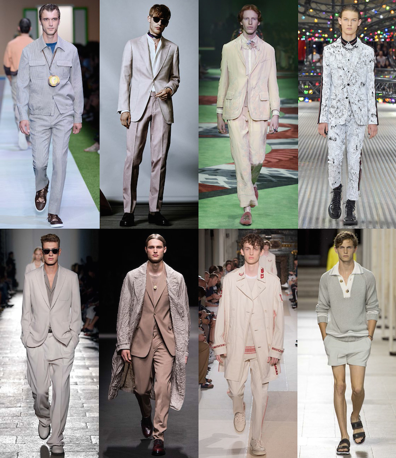 Clockwise from top left: Fendi, Ermenegildo Zegna, Gucci, Dior Homme, Hermès, Valentino, Versace, Bottega Veneta