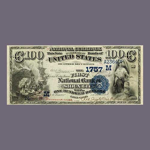 Finest-Rare-$100-Date-Back-Iowa-National-Bank-Note