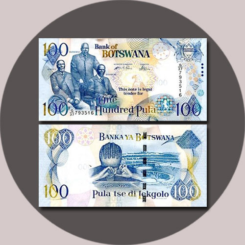Botswana 100 Pula Banknote Of 2005 Mintage World Botswana 100 Pula Banknote Of 2005 Mintage World