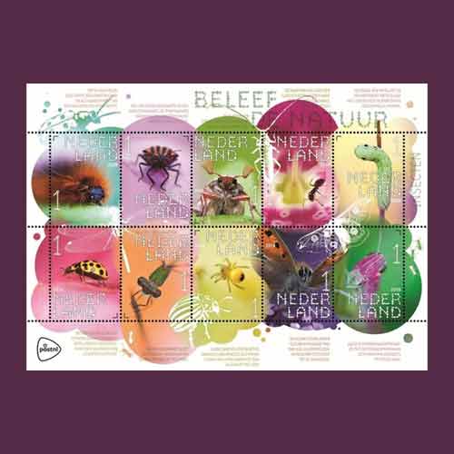 Insect-on-colourful-stamps