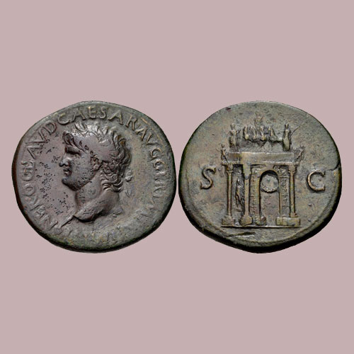 Monuments-on-Roman-coin-part-6:-Arch-of-Nero