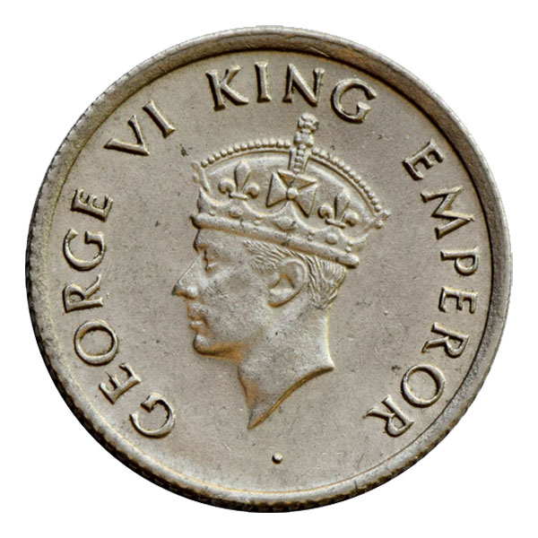 British India King George VI Quarter Rupee Coin 1947 Mumbai