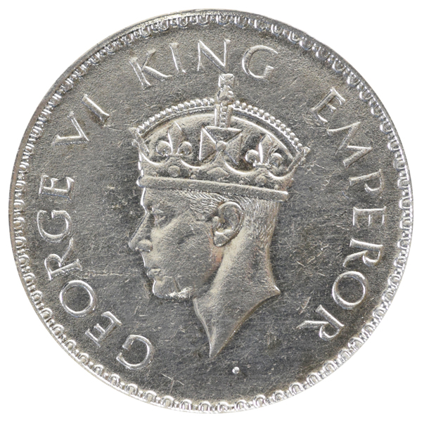 British India George VI King Emperor Silver One Rupee Coin 1940 Bombay Mint