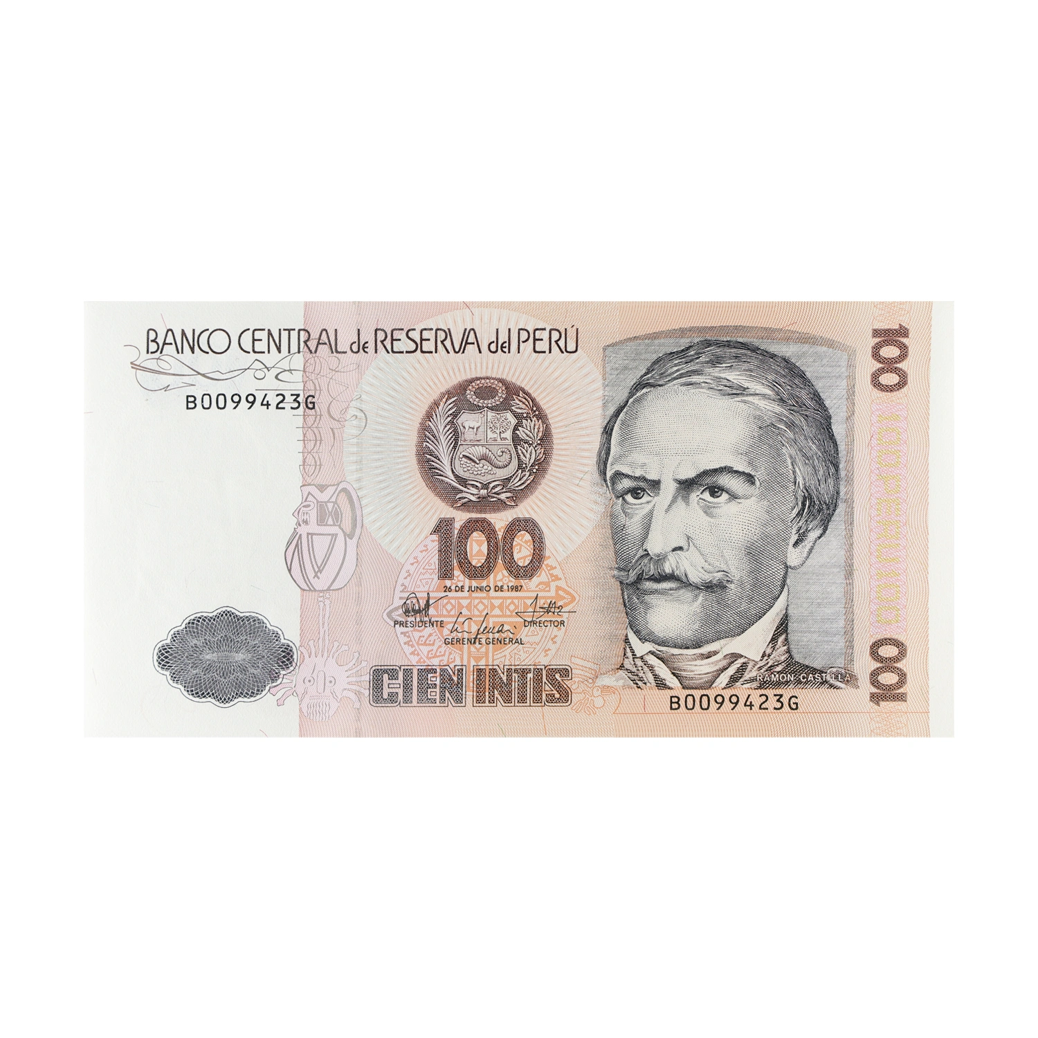 Peru Currency Note  100 Intis