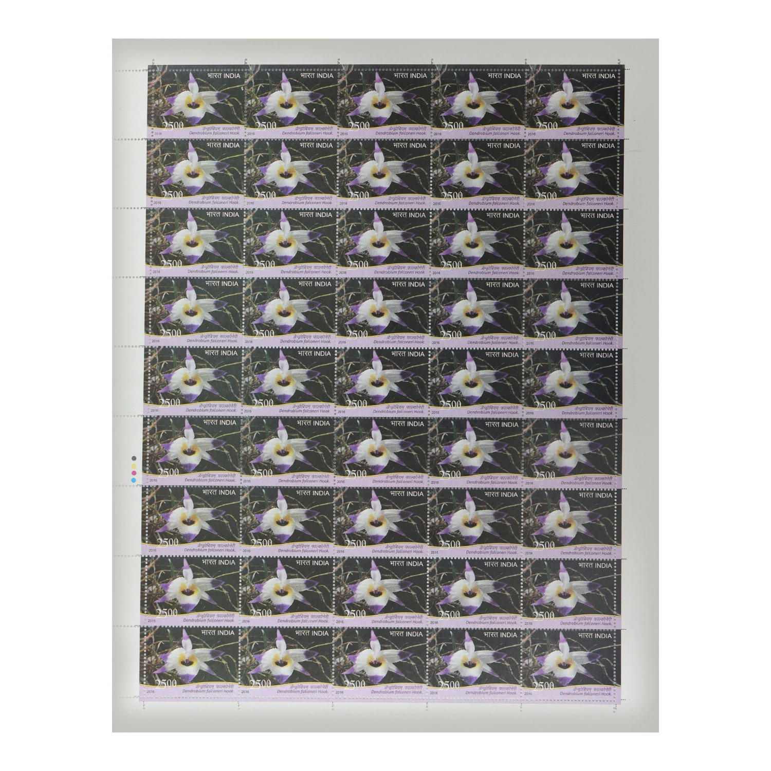 Orchid - Dendrobium Falconeri Hook Full Stamp Sheet 25Rs - 2016