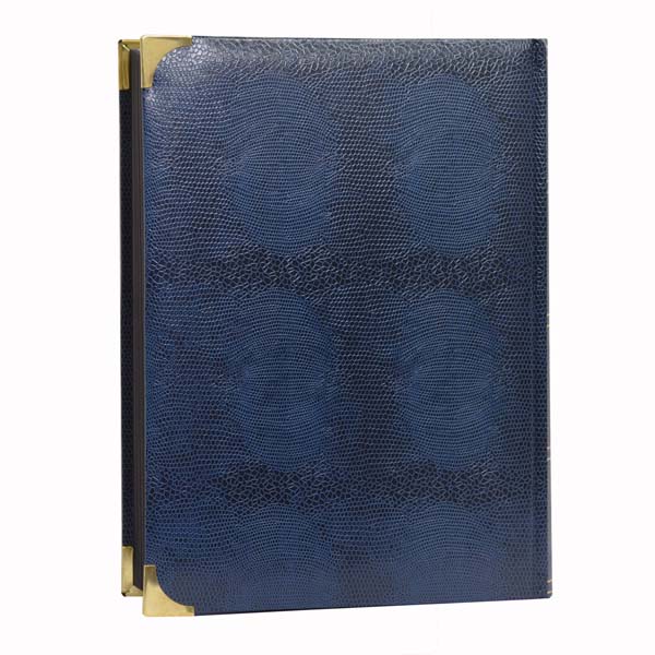 Lighthouse Deluxe Stamp Stockbook A4 - 64 Black Pages - Padded Cover - Crocodile Leather Look - Blue