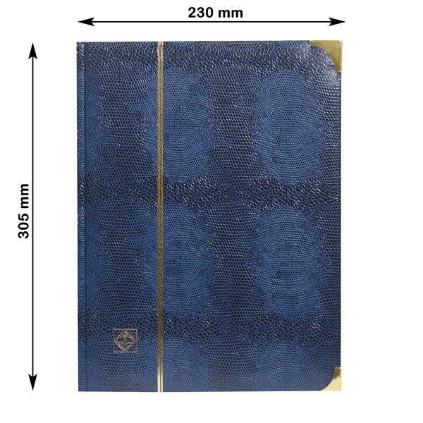 Lighthouse Deluxe Stamp Stockbook A4 - 64 Black Pages - Padded Cover - Crocodile Leather Look - Blue