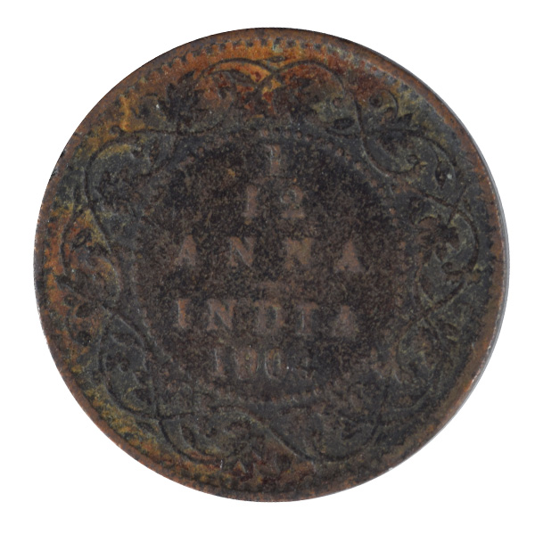 British india King edward VII - 1/12 Anna Coin 1904 calcutta