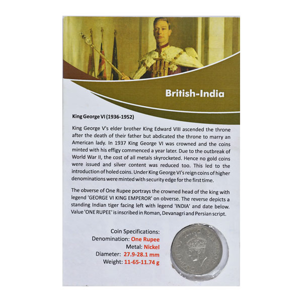 British India King George VI One Rupee Coin 1947 Mumbai