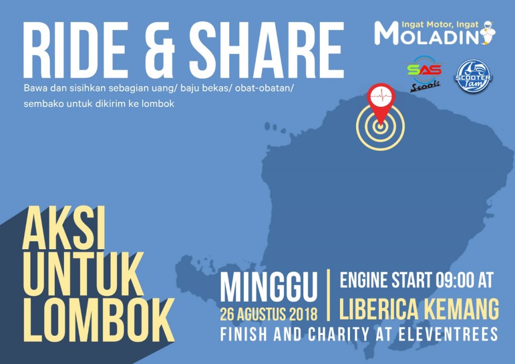 Kolaborasi Moladin x Komunitas Motor Galang Dana untuk Lombok Moladin aksi untuk lombok
