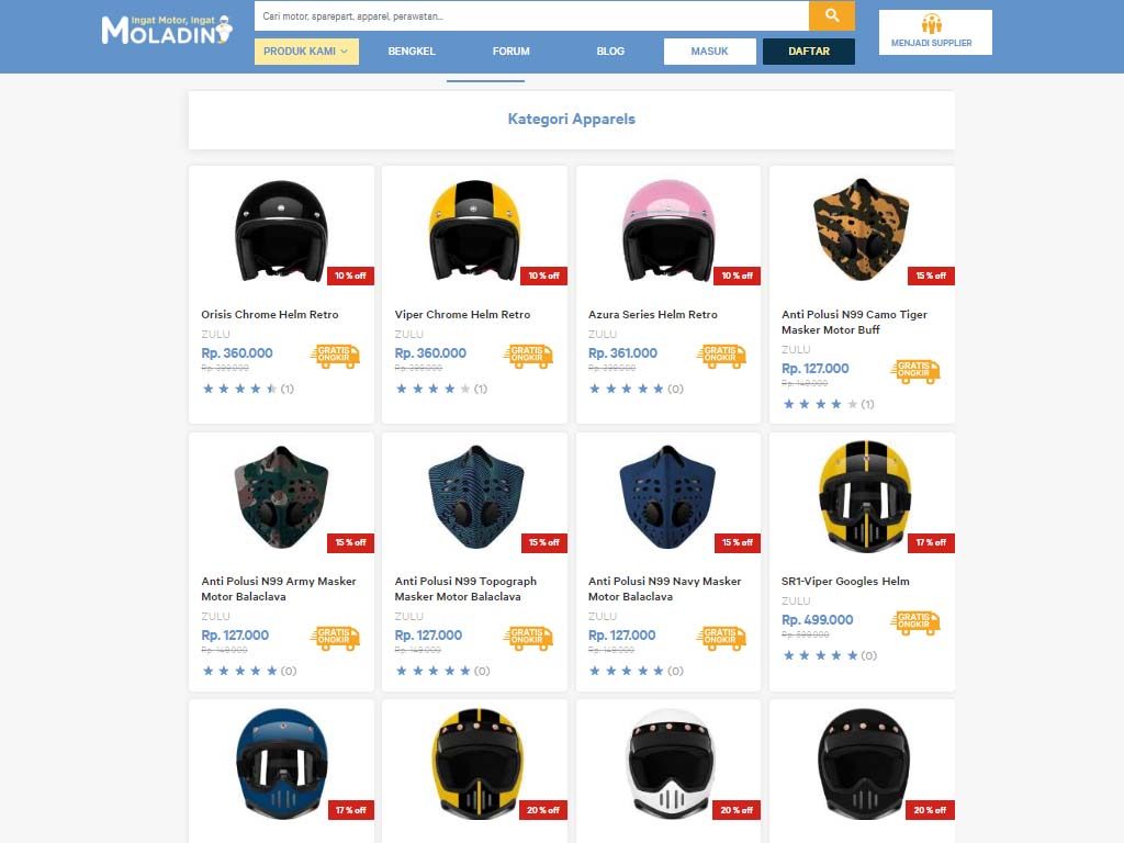 Gebyar Promo Helm Zulu, Diskon Rp100.000! beli helm di moladin