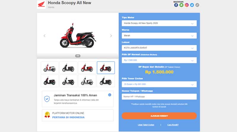 PSBB Berlaku, Bagaimana Proses Pembelian Kendaraan? perbandingan-harga-tunai-dan-kredit-dari-honda-scoopy-sporty