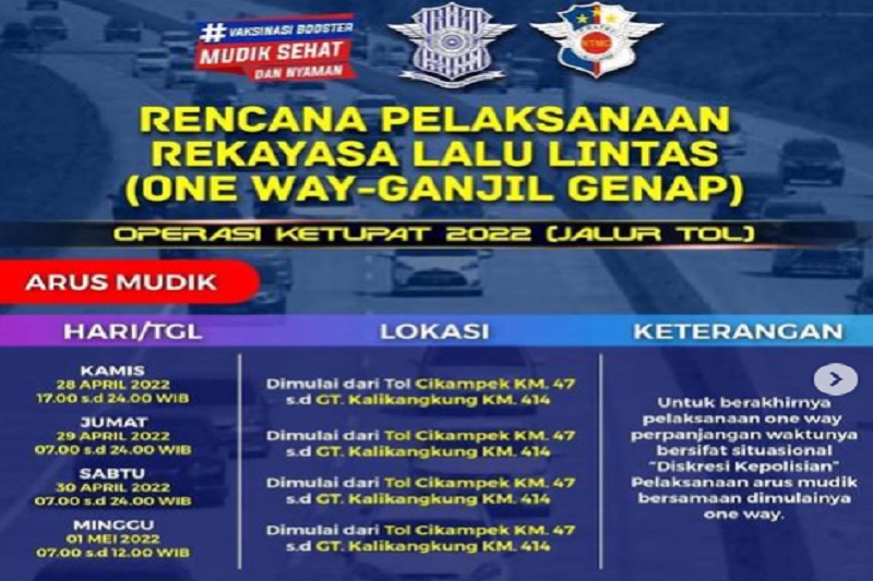 Aturan Ganjil Genap Mudik 2022, Berlaku 7 Hari! ganjil genap mudik 2022