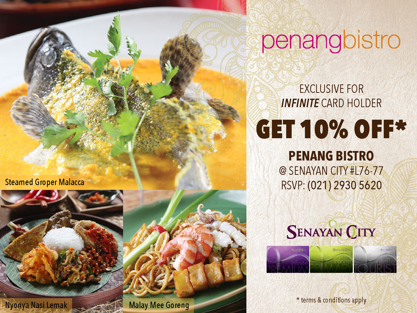 ENJOY 10% OFF FOR SENAYAN CITY INFINITE CARDHOLDER - Penang Bistro