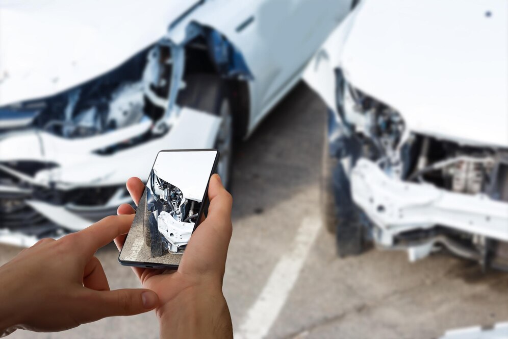 Editors%2 Fimages%2 F1719289882399 Man Photographing His Vehicle With Damages Accident Insurance With Smart Phone 493343 29995