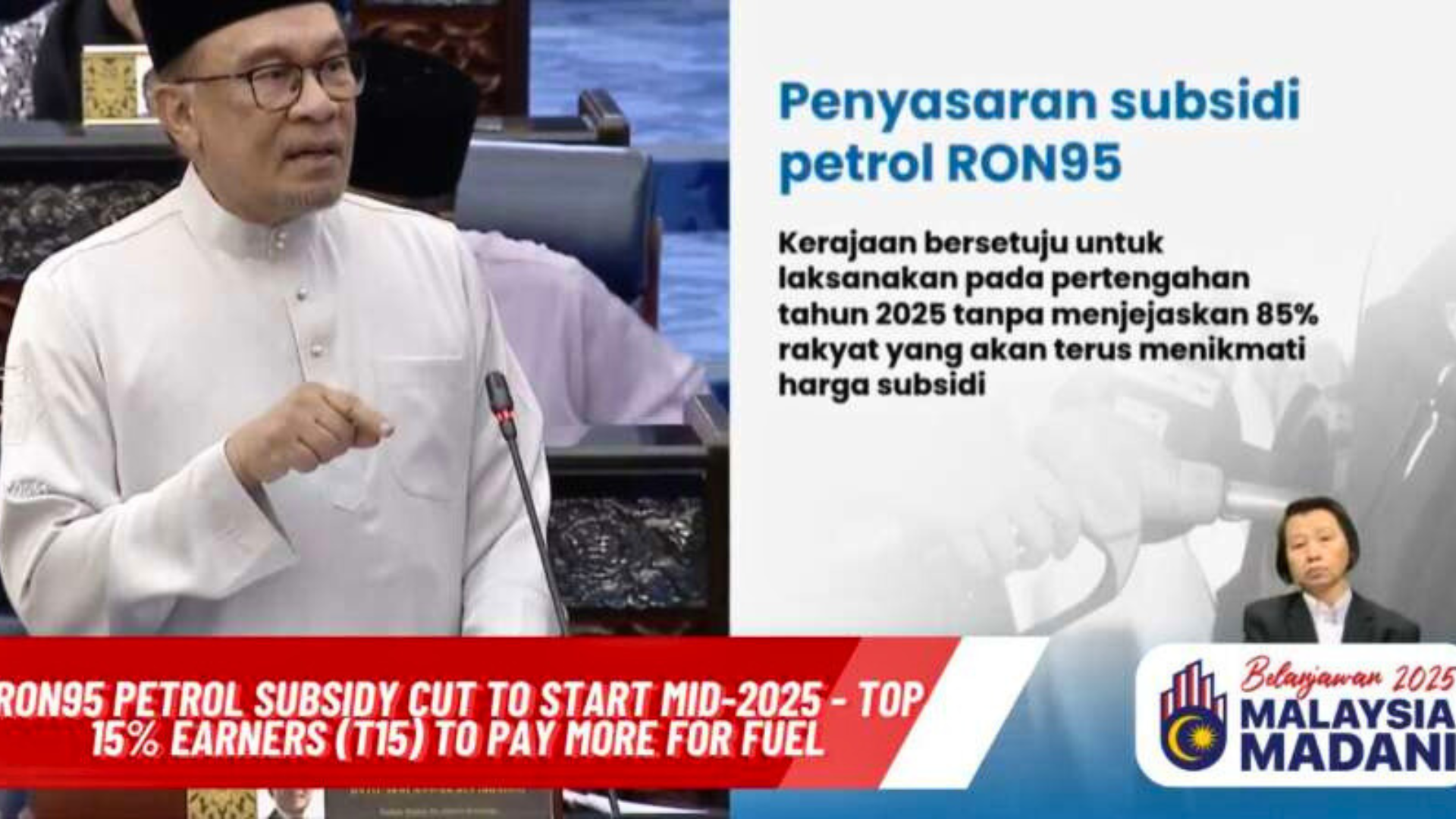 Two-tier RON95 petrol pricing system in Malaysia: T15 pays RM2.76 per litre, while others pay RM2.05
